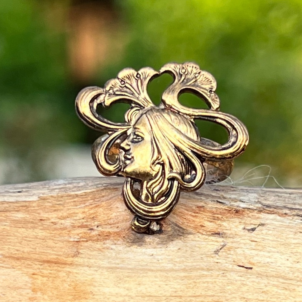 Vintage Art Nouveau Adjustable Lady Rings – Estate Gold-Plated – Size 4 to 8 - Picture 3 of 7